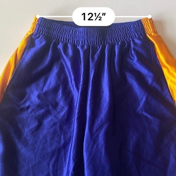 Nike Basketball Long Shorts Men's size Small drawstring pockets blue gold Gym - Picture 9 of 10